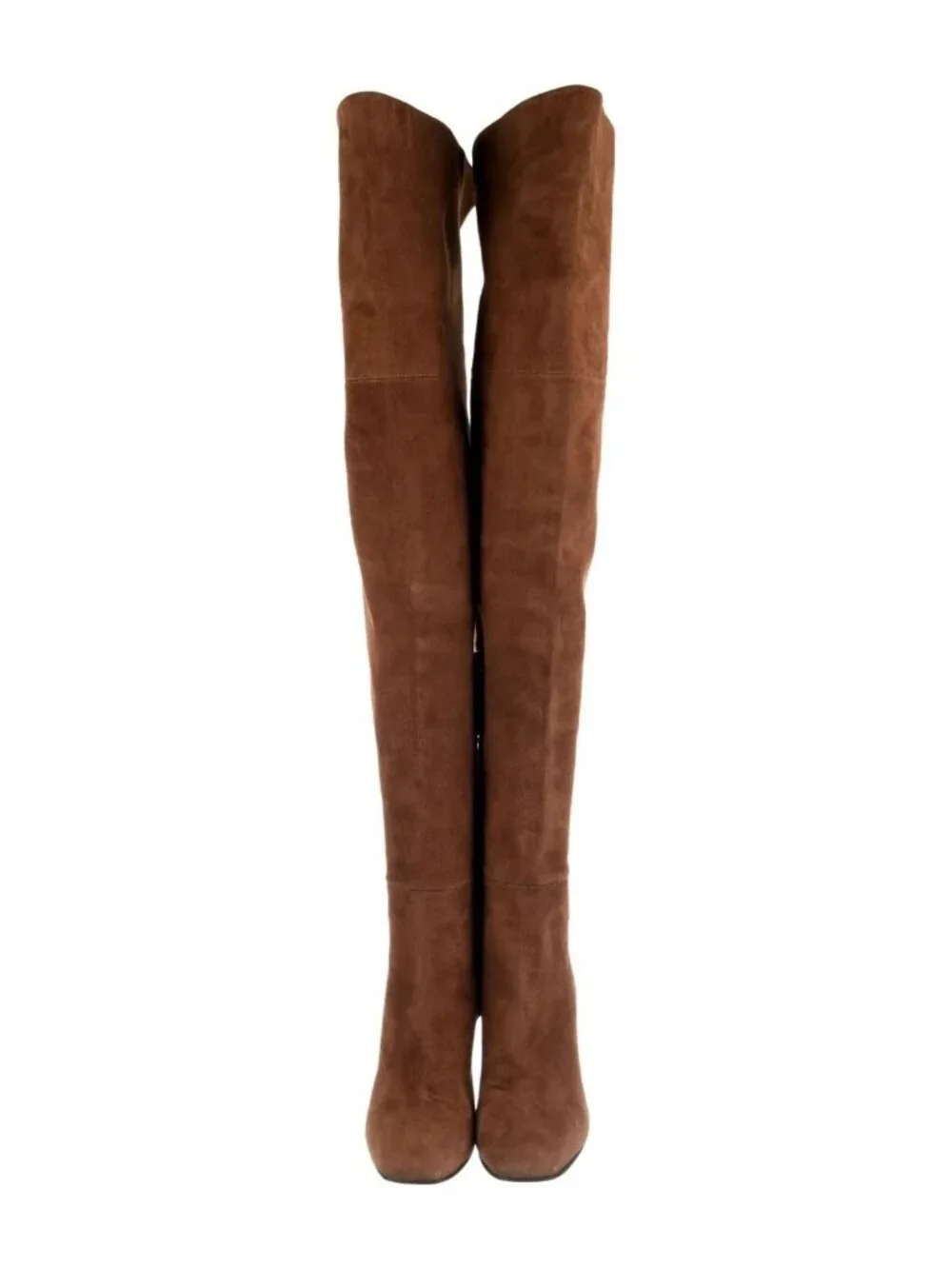 7.5, Giuseppe Zanotti Over-the-Knee Boots Brown Suede Leather Block Heel, Chic